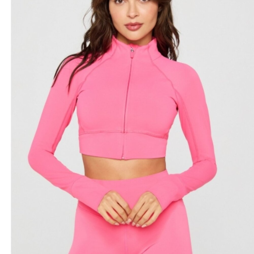 Fabletics PureLuxe Cropped Train Jacket – Cactus … - image 1